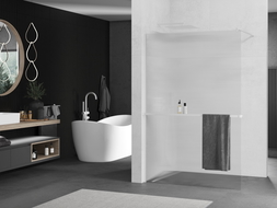 Mexen Kioto+ dušo sienelė su lentyna Walk-in 120 x 200 cm, dryžuota, balta - 800-120-121-20-09