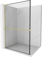 Mexen Kioto+ L dušo sienelė su Walk-in lentynėle 50 x 200 cm, juodas raštas, auksinė šlifuota - 800-050-123-55-70
