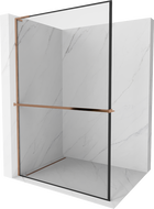 Mexen Kioto+ L Walk-in dušo siena su lentyna 70 x 200 cm, juodas modelis, rožinė auksinė - 800-070-123-60-70