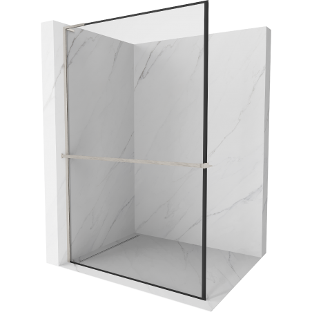 Mexen Kioto+ L dušo pertvara su Walk-in lentyna 70 x 200 cm, juodas raštas, šlifuotas nikelis - 800-070-123-97-70