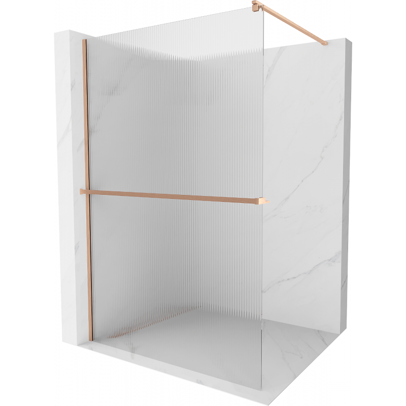 Mexen Kioto+ dušo pertvara su lentyna Walk-in 100 x 200 cm, dryžiai, šlifuota varis - 800-100-121-65-09