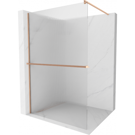Mexen Kioto+ dušo pertvara su lentyna Walk-in 100 x 200 cm, dryžiai, šlifuota varis - 800-100-121-65-09