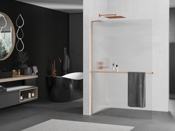 Mexen Kioto+ L Walk-in dušo siena su lentyna 90 x 200 cm, matinis, šlifuotas varis - 800-090-123-65-09
