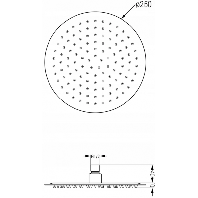 Mexen Slim 25 cm lietaus dušo galvutė su laikikliu, chromuotas - 79225211-00