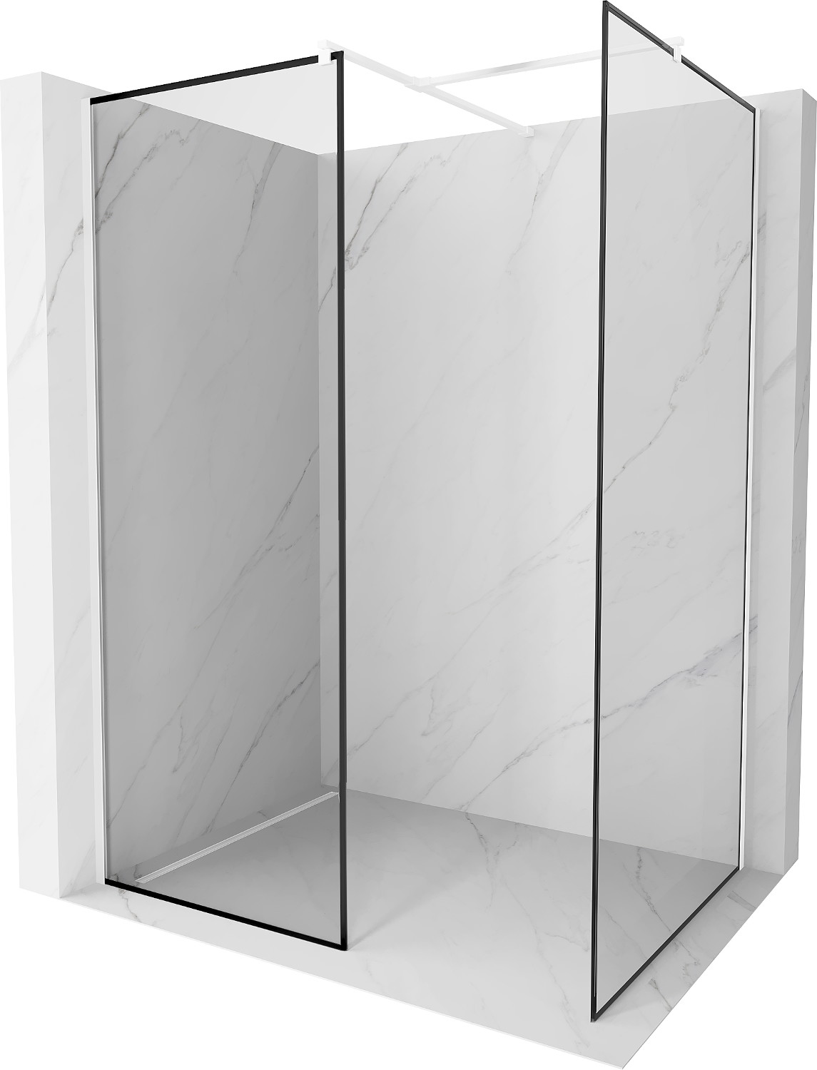 Mexen Kioto dušo siena Walk-in 110 x 80 cm, juodos modelis, balta - 800-110-202-20-70-080