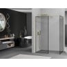 Mexen Kioto dušo siena Walk-in 100 x 90 cm, juodas rėmas, auksinės šepečiuotos - 800-100-202-55-70-090