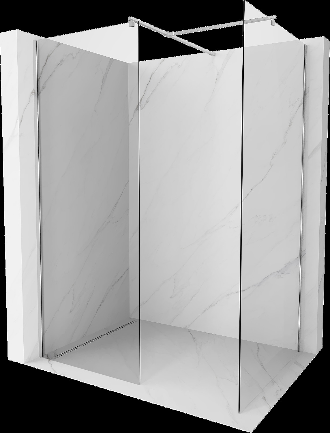 Mexen Kioto prausimosi siena Walk-in 160 x 80 cm, skaidri, chromuota - 800-160-202-01-00-080