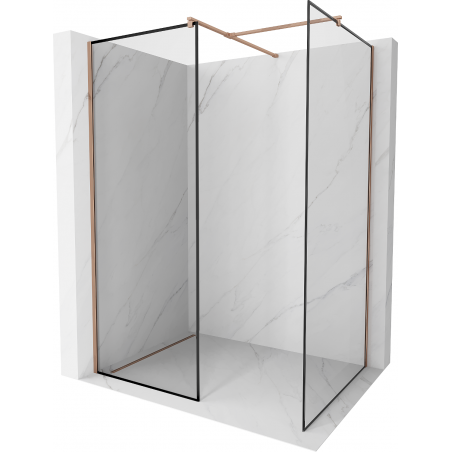 Mexen Kioto Walk-in dušo siena 70 x 70 cm, juodas raštas, rožinė auksas - 800-070-202-60-70-070