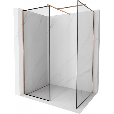 Mexen Kioto Walk-in dušo siena 70 x 70 cm, juodas raštas, šlifuota varis - 800-070-202-65-70-070