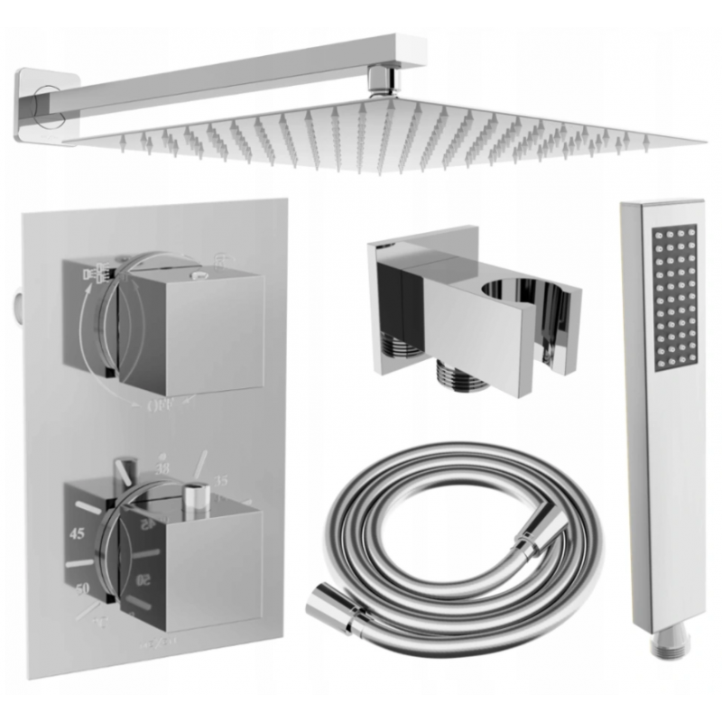 Mexen Cube DR02 potinkinio dušo komplektas z lietaus dušas 30 cm, Chromo - 77502DR0230-00