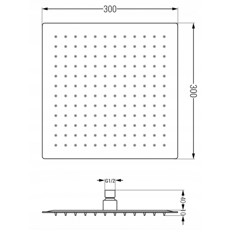 Mexen Cube DR02 potinkinis dušo komplektas su 30 cm lietaus dušo galvute, baltas - 77502DR0230-20