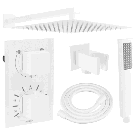 Mexen Cube DR02 potinkinio dušo komplektas z lietaus dušas 30 cm, Balta - 77502DR0230-20
