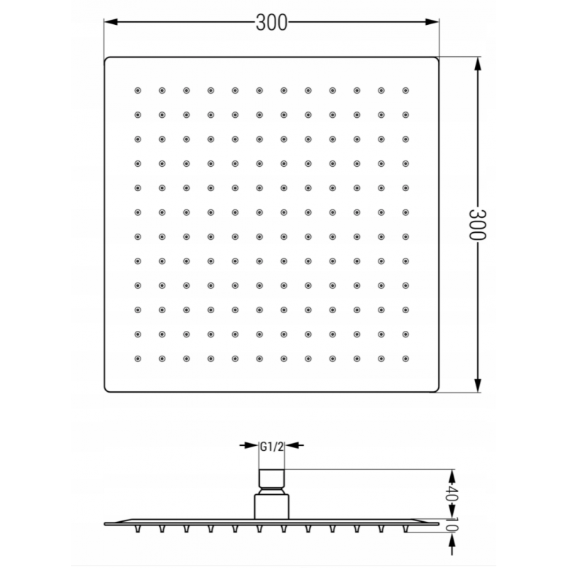 Mexen Cube DR02 įmontuojama dušo sistema su 30 cm lietaus dušo galva, grafitas - 77502DR0230-66