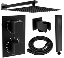 Mexen Cube DR02 po sieną montuojamas dušo komplektas su 30 cm lietaus galva, juodas - 77502DR0230-70