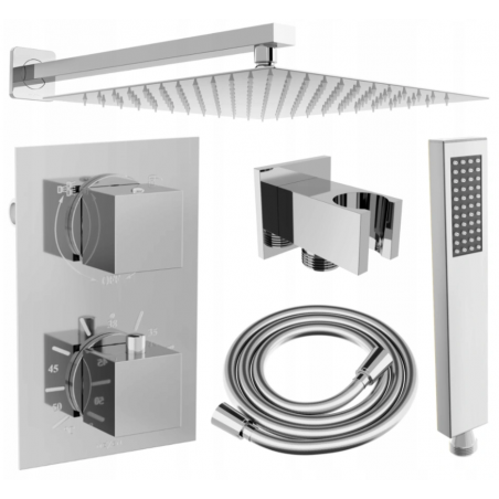 Mexen Cube DR02 potinkinė dušo sistema su 25 cm lietaus dušo galvute, chromas - 77502DR0225-00