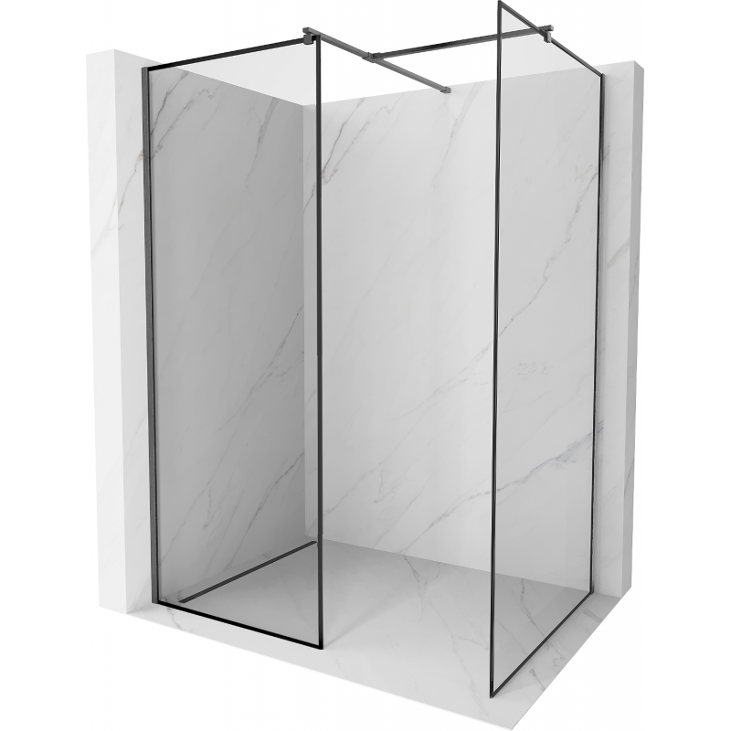 Mexen Kioto Walk-in dušo siena 70 x 70 cm, juodas raštas, šviesiai pilka šlifuota - 800-070-202-66-70-070