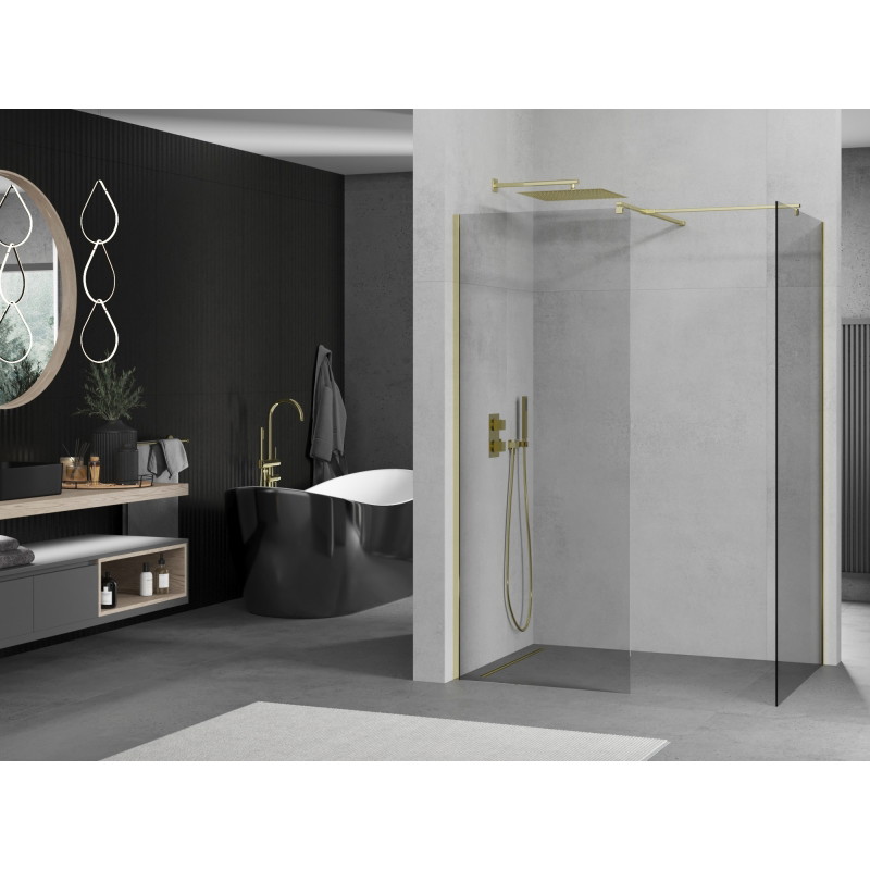 Mexen Kioto Dušo siena Walk-in 145 x 110 cm, permatoma, aukso spalvos - 800-145-202-50-00-110