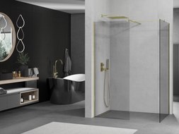 Mexen Kioto Dušo siena Walk-in 145 x 110 cm, permatoma, aukso spalvos - 800-145-202-50-00-110