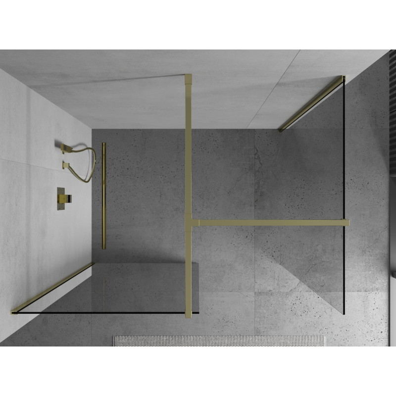 Mexen Kioto Dušo siena Walk-in 145 x 110 cm, permatoma, aukso spalvos - 800-145-202-50-00-110