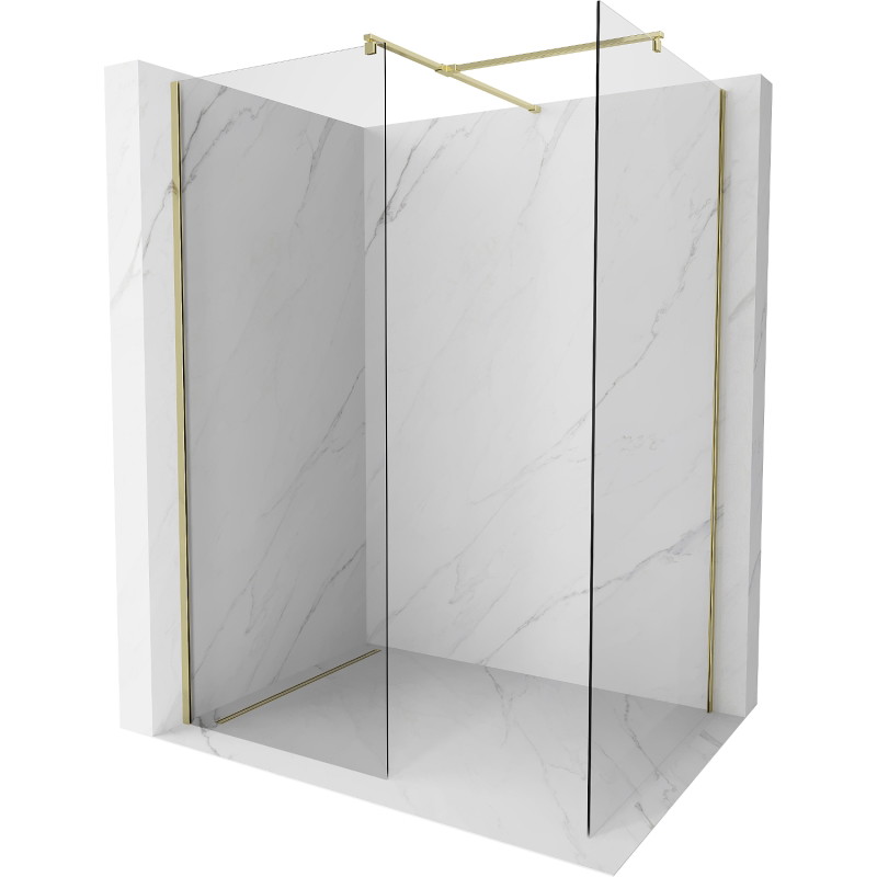 Mexen Kioto Dušo siena Walk-in 145 x 110 cm, permatoma, aukso spalvos - 800-145-202-50-00-110