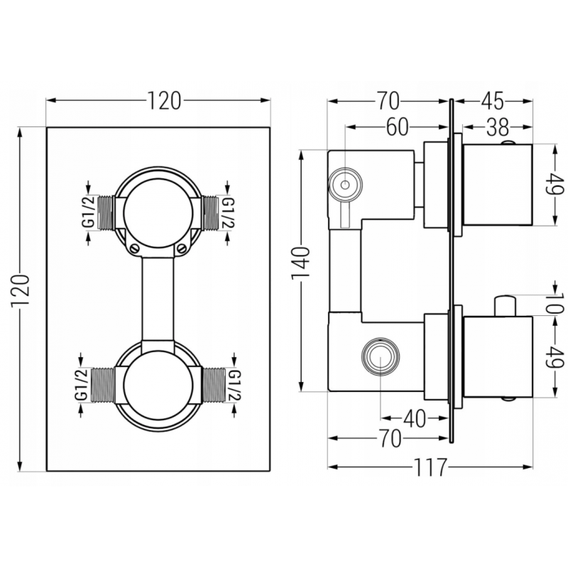 Mexen Cube DR02 įmontuotas dušo komplektas su 25 cm lietaus dušu, baltas - 77502DR0225-20