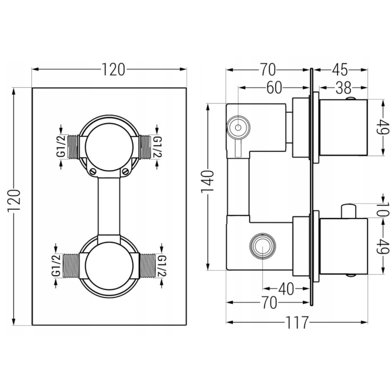 Mexen Cube DR02 potinkinis dušo komplektas su 25 cm lietaus dušo galvute, šepečiuota pilkai ruda - 77502DR0225-66