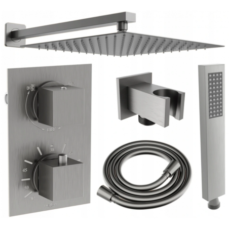 Mexen Cube DR02 potinkinio dušo komplektas z lietaus dušas 25 cm, Grafito - 77502DR0225-66