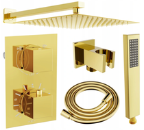 Mexen Cube DR02 paslėptas dušo komplektas su 25 cm lietaus dušu, auksinis - 77502DR0225-50