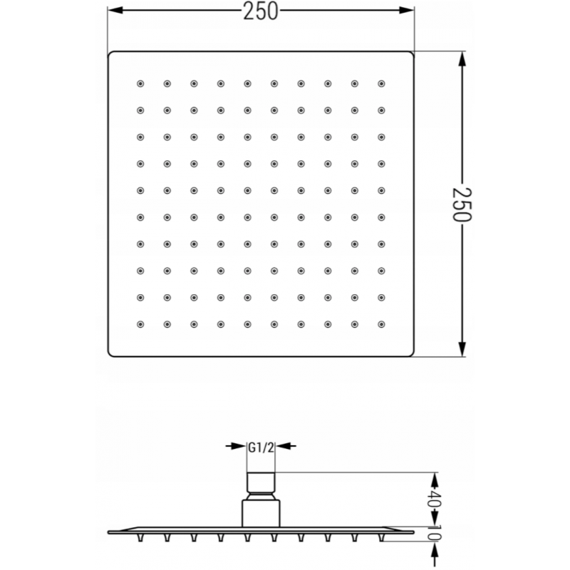Mexen Cube DR02 įmontuotas dušo komplektas su 25 cm lietaus sistema, rožinis auksas - 77502DR0225-60