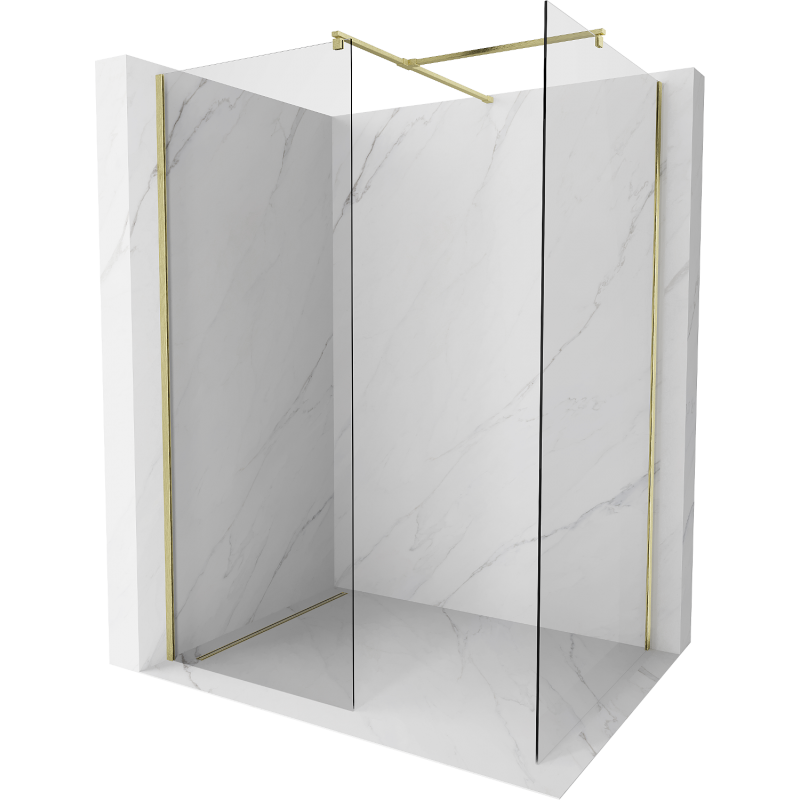 Mexen Kioto dušo sienelė Walk-in 80 x 80 cm, skaidri, aukso spalvos šlifuota - 800-080-202-55-00-080