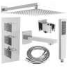 Mexen Cube DR02 potinkinis vonios ir dušo komplektas su lietaus dušu30 cm, Chromo - 77503DR0230-00