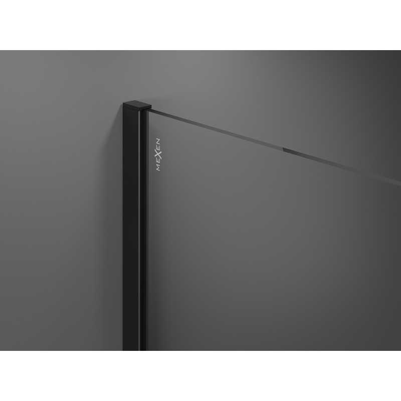 Mexen Kioto Sienelė dušo Walk-in 100 x 200 cm, veidrodis 8 mm, juoda - 800-100-101-70-50