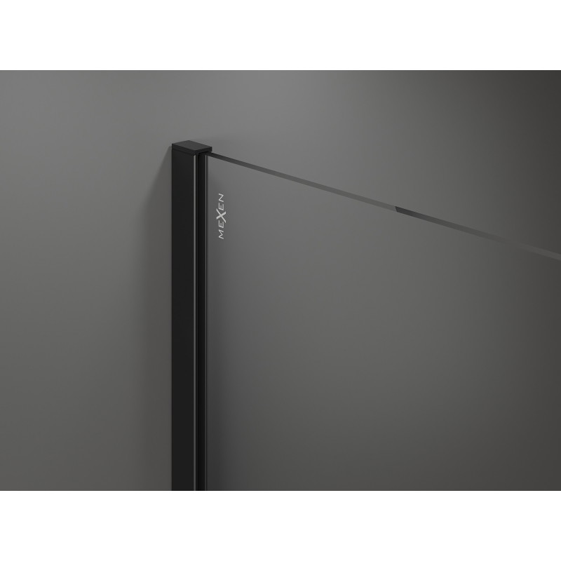 Mexen Kioto dušo siena Walk-in 50 x 200 cm, juodas rėmas 8 mm, juoda - 800-050-101-70-70