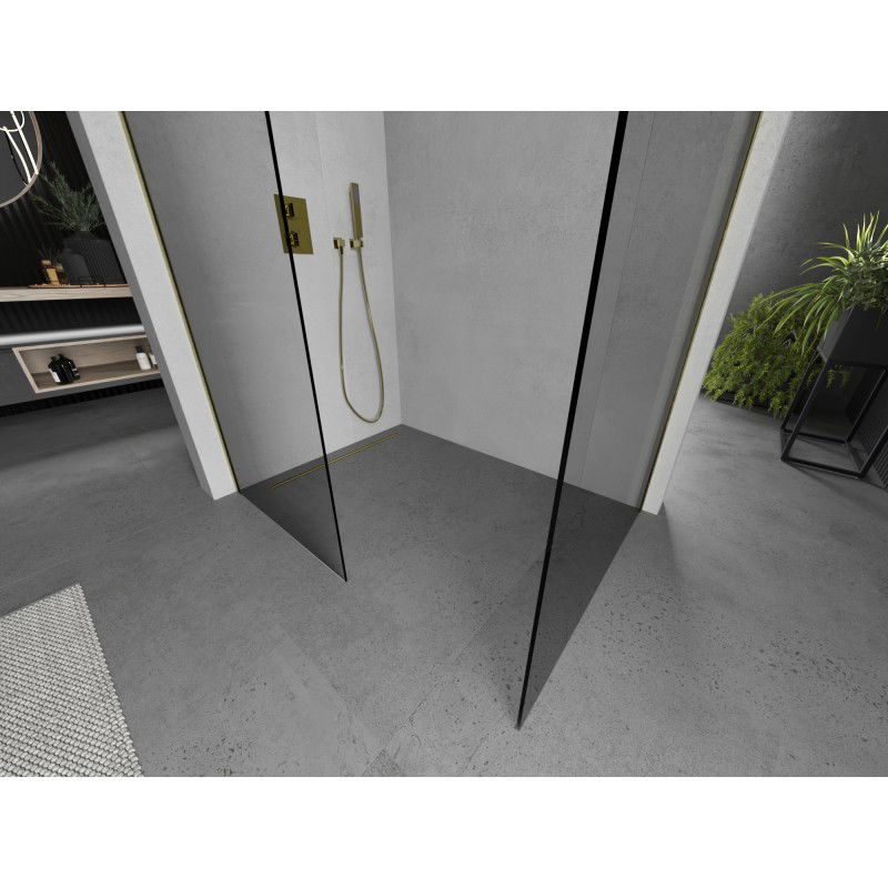 Mexen Kioto sienelė dušo Walk-in 110 x 80 cm, skaidri, auksinė šlifuota - 800-110-202-55-00-080