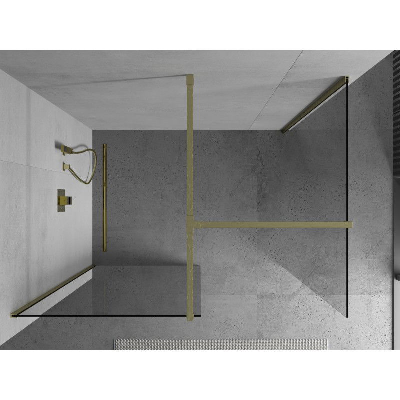 Mexen Kioto dušo sienelė Walk-in 120 x 80 cm, skaidri, šlifuotas auksas - 800-120-202-55-00-080