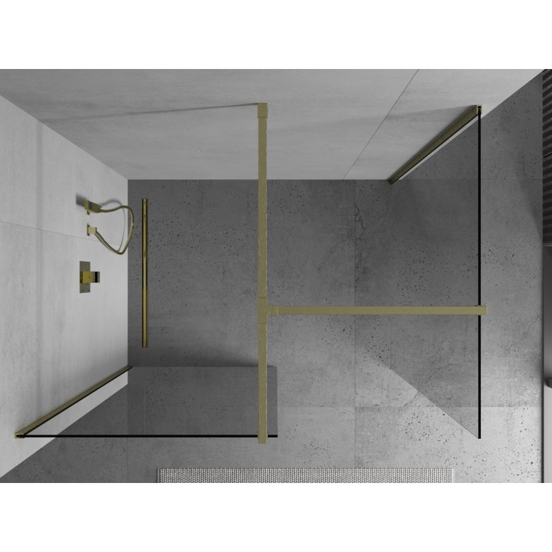 Mexen Kioto dušo siena Walk-in 180 x 85 cm, permatomas, auksinė šlifuota - 800-180-202-55-00-085