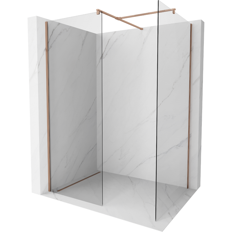 Mexen Kioto dušo siena Walk-in 170 x 115 cm, skaidrus, rožinis auksas - 800-170-202-60-00-115