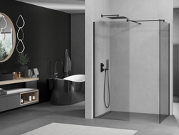 Mexen Kioto Walk-in dušo siena 90 x 70 cm, skaidri, juoda - 800-090-202-70-00-070