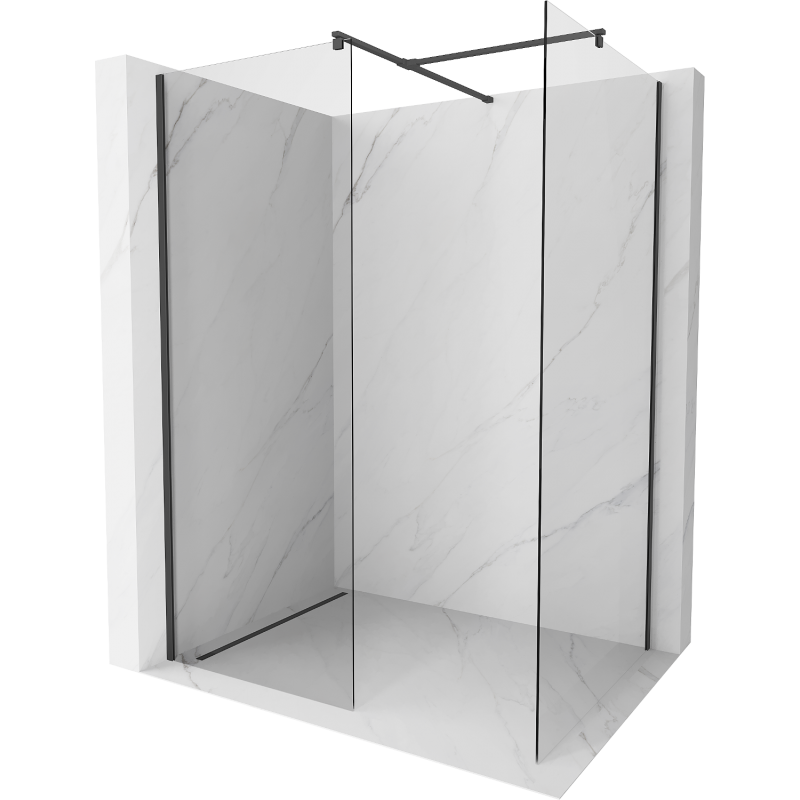 Mexen Kioto Walk-in dušo sienelė 100 x 85 cm, permatoma, juoda - 800-100-202-70-00-085