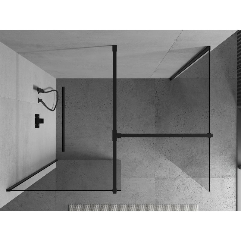 Mexen Kioto dušo siena Walk-in 105 x 70 cm, skaidri, juoda - 800-105-202-70-00-070