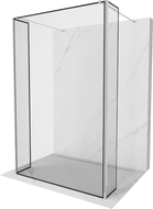 Mexen Kioto laisvai stovinti dušo siena 100 x 30 x 30 cm, juodas raštas, chromas - 800-100-030-222-01-70-030