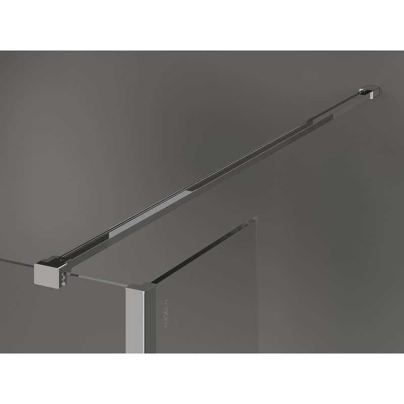 Mexen Kioto laisvai stovinti dušo sienelė 100 x 30 x 30 cm, juodas rėmelis, chromas - 800-100-030-222-01-70-030