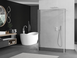 Mexen Kioto laisvstanding dušo siena 150 x 30 x 30 cm, skaidri, balta - 800-150-030-222-20-00-030