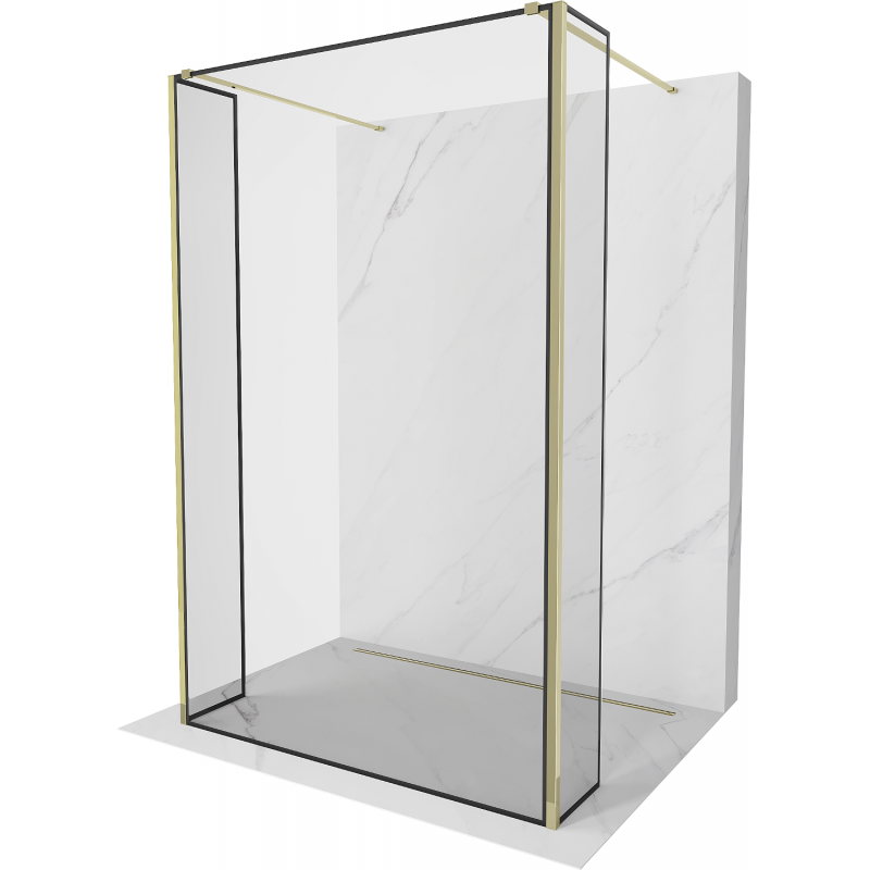 Mexen Kioto laisvai stovinti dušo siena 100 x 30 x 30 cm, juodas raštas, auksinis - 800-100-030-222-50-70-030