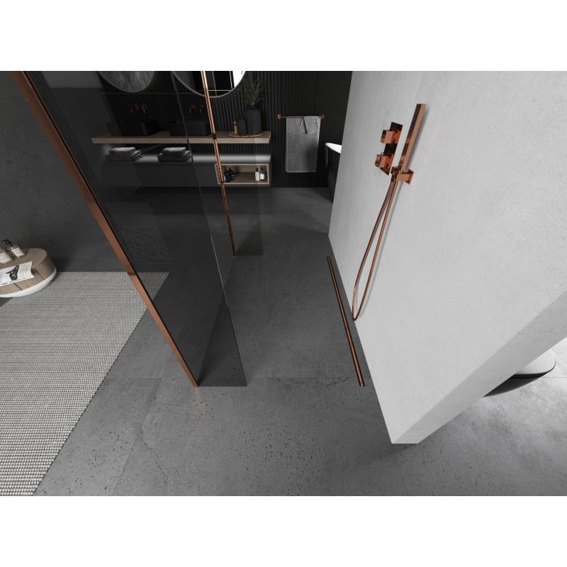 Mexen Kioto stovinti dušo sienelė 170 x 30 x 30 cm, permatoma, rožinis auksas - 800-170-030-222-60-00-030