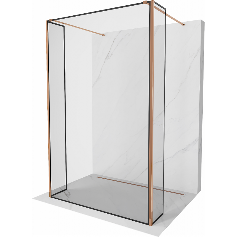 Mexen Kioto dušas laisvai stovintis 100 x 30 x 30 cm, juodas raštas, rožinė auksinė - 800-100-030-222-60-70-030