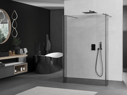 Mexen Kioto atskira praustuvo siena 155 x 30 x 30 cm, skaidri, šaudykla gun gray - 800-155-030-222-66-00-030