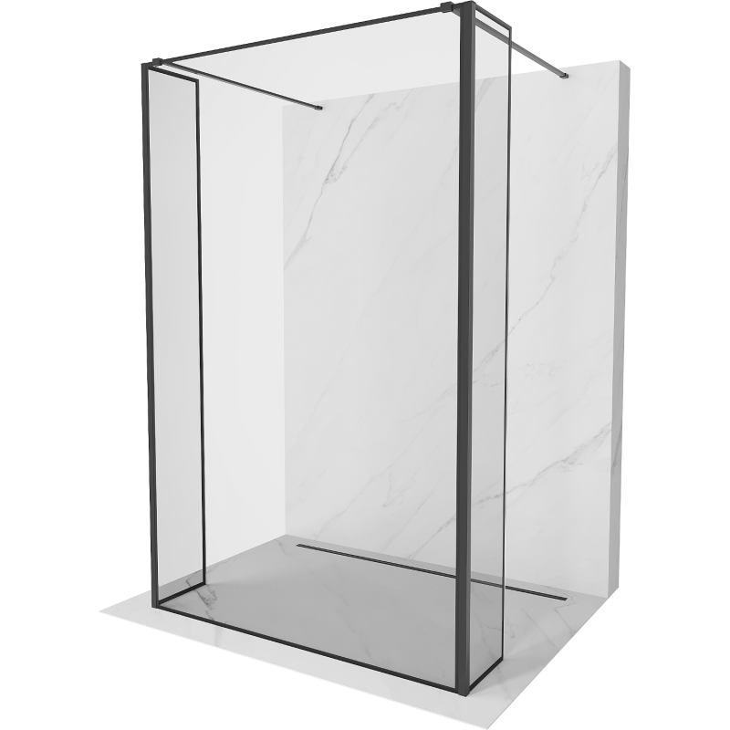 Mexen Kioto laisvai stovinti dušo sienelė 100 x 30 x 30 cm, juodas rėmelis, juoda - 800-100-030-222-70-70-030