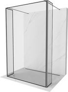 Mexen Kioto laisvai pastatoma dušo sienelė 120 x 30 x 30 cm, juoda rėmelis, ginklų metalas - 800-120-030-222-95-70-030