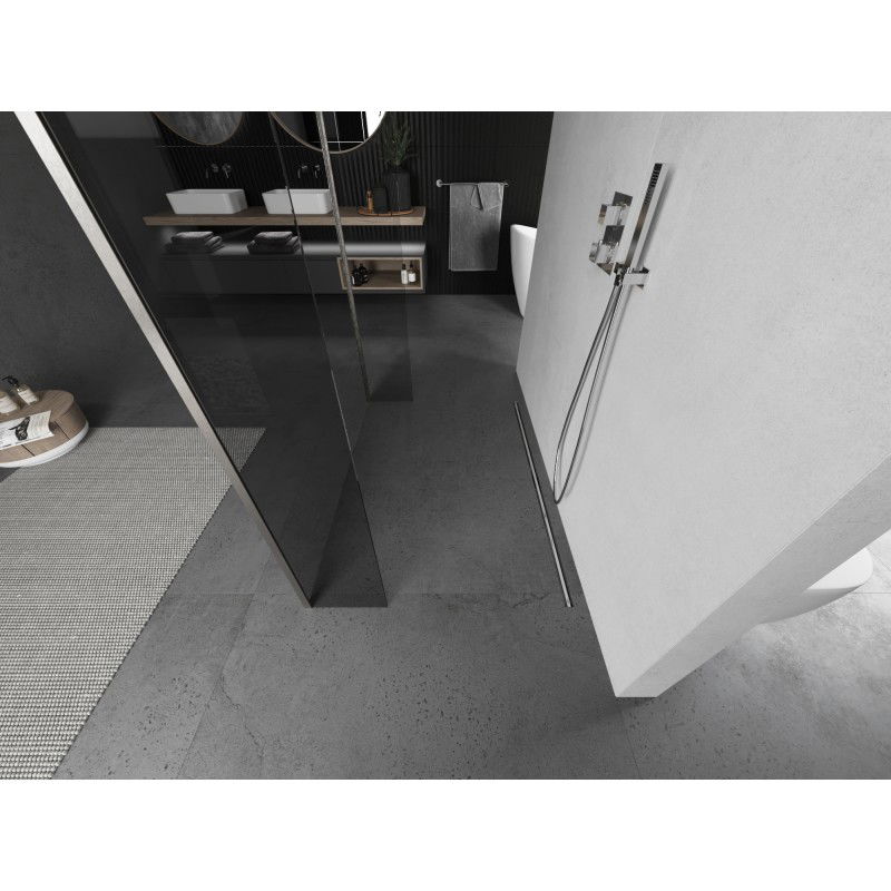 Mexen Kioto laisvai stovinti dušo pertvara 105 x 30 x 30 cm, permatoma, šlifuotas nikelis - 800-105-030-222-97-00-030